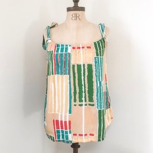 Tulle Geo Print Tie Tank Top